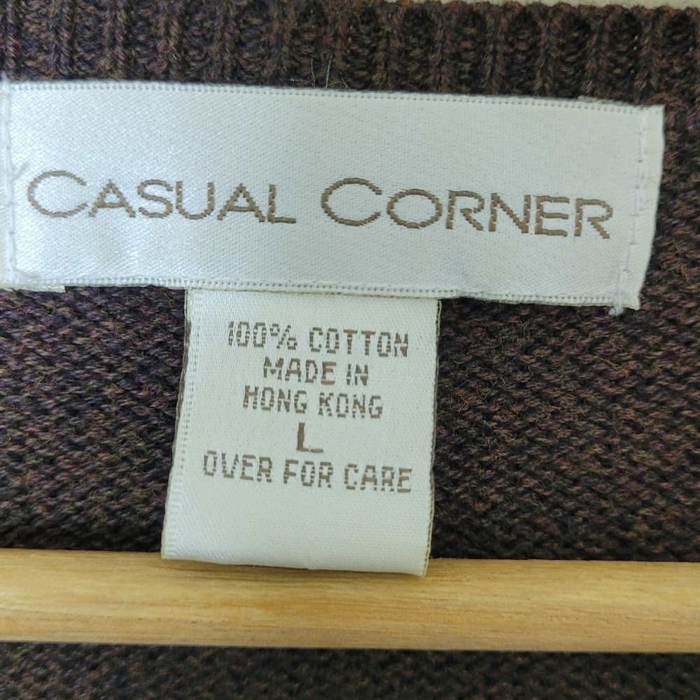 Casual Corner Vintage 90s Brown Cardigan Sweater Size Large - Picture 7 of 9